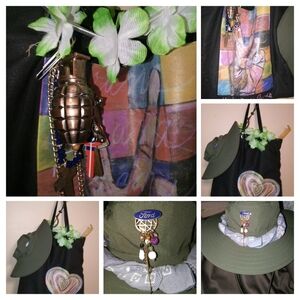 Red Head outdoor hat and artist tote bag